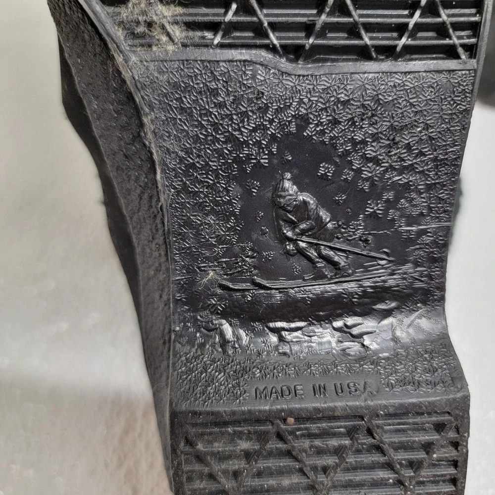 Vintage SNOWLAND Women's Faux Fur Lined Zip  Up Snow Boots Black Gray Size 5